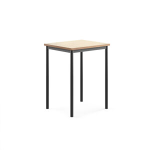 Stůl SONITUS, 700x600x900 mm, antracitově šedé nohy, deska s linoleem, béžová