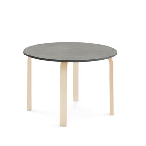 Stůl ELTON, Ø 900x590 mm, bříza, akustické linoleum, tmavě šedá