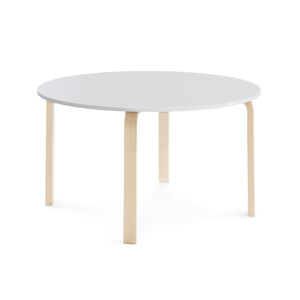 Stůl ELTON, Ø 1200x640 mm, bříza, akustická HPL deska, bílá