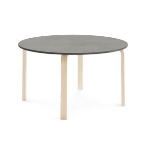 Stůl ELTON, Ø 1200x640 mm, bříza, akustické linoleum, tmavě šedá