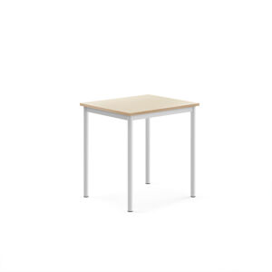 Stůl SONITUS, 700x600x720 mm, bílé nohy, HPL deska, bříza