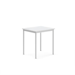 Stůl SONITUS, 700x600x720 mm, bílé nohy, HPL deska, bílá