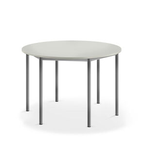 Stůl SONITUS, Ø1200x760 mm, stříbrné nohy, HPL deska, šedá