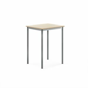 Stůl SONITUS, 700x600x900 mm, stříbrné nohy, HPL deska, bříza