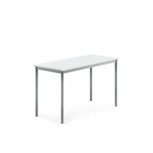 Stůl SONITUS, 1200x600x720 mm, stříbrné nohy, HPL deska, bílá