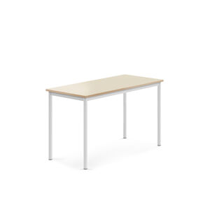 Stůl SONITUS, 1200x600x720 mm, bílé nohy, HPL deska, bříza