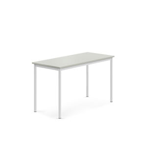 Stůl SONITUS, 1200x600x720 mm, bílé nohy, HPL deska, šedá