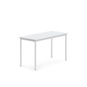 Stůl SONITUS, 1200x600x720 mm, bílé nohy, HPL deska, bílá