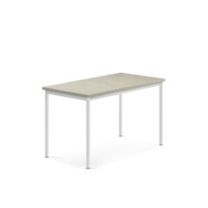 Stůl SONITUS, 1200x700x720 mm, bílé nohy, deska s linoleem, šedá