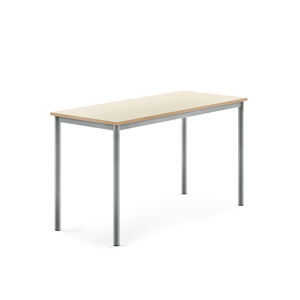 Stůl SONITUS, 1400x600x760 mm, stříbrné nohy, HPL deska, bříza