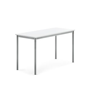 Stůl SONITUS, 1400x600x760 mm, stříbrné nohy, HPL deska, bílá
