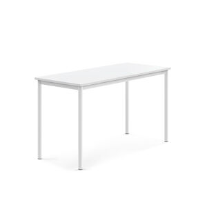 Stůl SONITUS, 1400x600x760 mm, bílé nohy, HPL deska, bílá