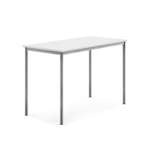 Stůl SONITUS, 1400x700x900 mm, stříbrné nohy, HPL deska, bílá