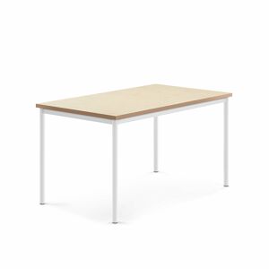 Stůl SONITUS, 1400x800x720 mm, bílé nohy, deska s linoleem, béžová