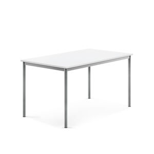 Stůl SONITUS, 1400x800x720 mm, stříbrné nohy, HPL deska, bílá