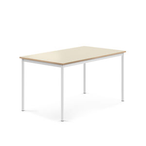 Stůl SONITUS, 1400x800x720 mm, bílé nohy, HPL deska, bříza