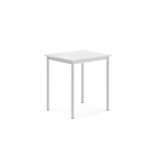 Stůl BORÅS, 700x600x760 mm, bílé nohy, HPL deska, bílá