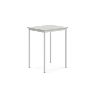 Stůl BORÅS, 700x600x900 mm, bílé nohy, HPL deska, šedá