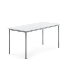 Stůl SONITUS, 1600x700x720 mm, stříbrné nohy, HPL deska, bílá