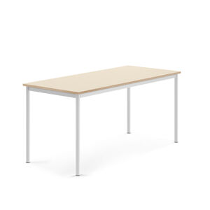 Stůl SONITUS, 1600x700x720 mm, bílé nohy, HPL deska, bříza