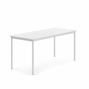 Stůl SONITUS, 1600x700x720 mm, bílé nohy, HPL deska, bílá