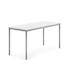 Stůl SONITUS, 1600x700x760 mm, stříbrné nohy, HPL deska, bílá