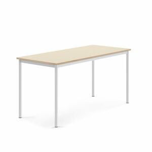 Stůl SONITUS, 1600x700x760 mm, bílé nohy, HPL deska, bříza