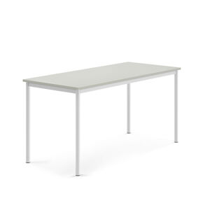 Stůl SONITUS, 1600x700x760 mm, bílé nohy, HPL deska, šedá