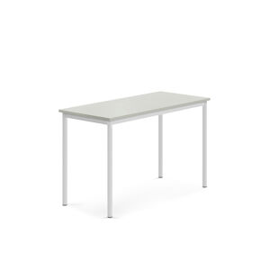 Stůl BORÅS, 1200x600x760 mm, bílé nohy, HPL deska, šedá
