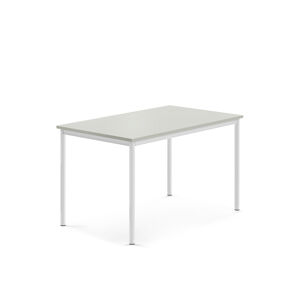 Stůl BORÅS, 1200x800x720 mm, bílé nohy, HPL deska, šedá