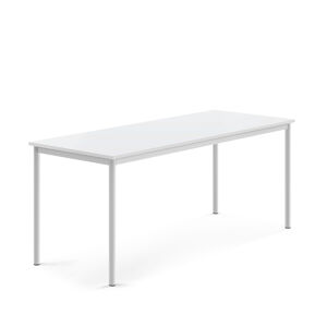 Stůl SONITUS, 1800x700x720 mm, bílé nohy, HPL deska, bílá