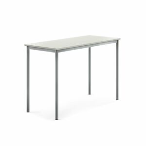 Stůl BORÅS, 1400x600x900 mm, stříbrné nohy, HPL deska, šedá