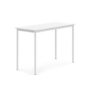 Stůl BORÅS, 1400x600x900 mm, bílé nohy, HPL deska, bílá