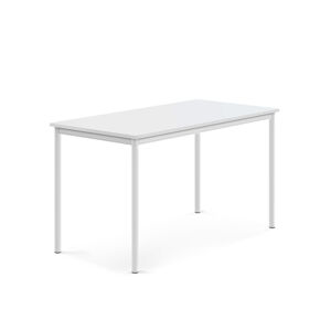 Stůl BORÅS, 1400x700x760 mm, bílé nohy, HPL deska, bílá