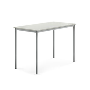 Stůl BORÅS, 1400x700x900 mm, stříbrné nohy, HPL deska, šedá