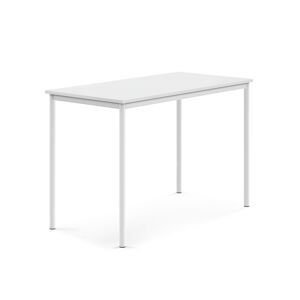 Stůl BORÅS, 1400x700x900 mm, bílé nohy, HPL deska, bílá