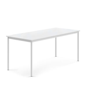 Stůl BORÅS, 1800x800x760 mm, bílé nohy, HPL deska, bílá