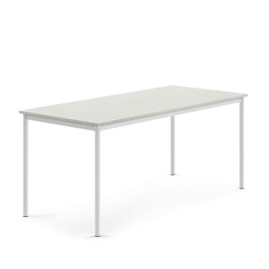 Stůl BORÅS, 1800x800x760 mm, bílé nohy, HPL deska, šedá