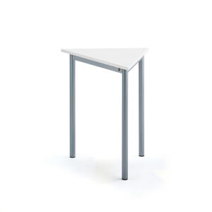 Stůl SONITUS TRIANGEL, 700x600x720 mm, stříbrné nohy, HPL deska, bílá