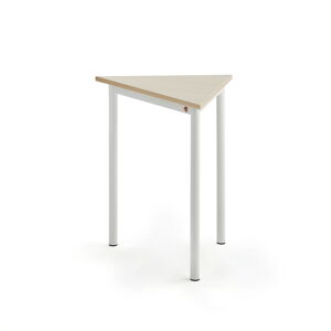 Stůl SONITUS TRIANGEL, 700x600x720 mm, bílé nohy, HPL deska, bříza