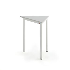 Stůl SONITUS TRIANGEL, 700x600x720 mm, bílé nohy, HPL deska, šedá