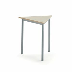 Stůl SONITUS TRIANGEL, 700x700x720 mm, stříbrné nohy, HPL deska, bříza