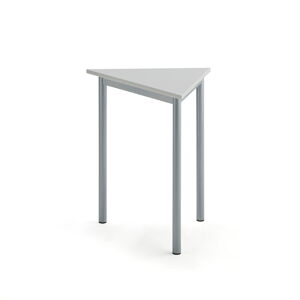 Stůl BORÅS TRIANGEL, 700x600x720 mm, stříbrné nohy, HPL deska, šedá