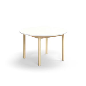 Stůl DECIBEL, Ø1200x720 mm, akustická HPL deska, bříza/bílá