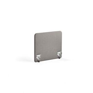 Stolový paraván ZONE, bílé svorky, 800x650x30 mm, potah Rivet, stříbrnošedá