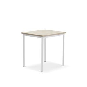 Stůl BORÅS PLUS, 700x600x720 mm, bílé nohy, HPL deska, jasan