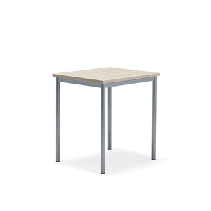Stůl BORÅS PLUS, 700x600x760 mm, stříbrné nohy, HPL deska, jasan