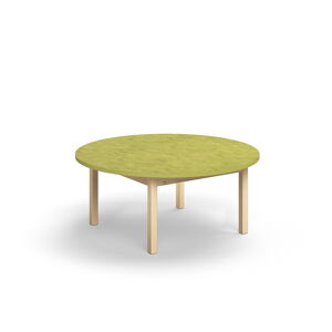 Stůl DECIBEL, Ø1200x530 mm, akustické linoleum, bříza/limetkově zelená