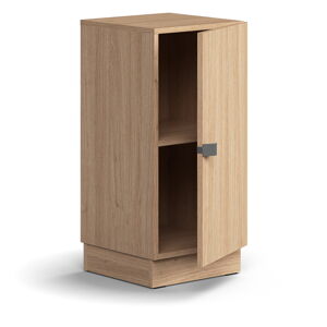 Policová skříň QBUS, 1 police, sokl, úchytka, 873x400x420 mm, dub