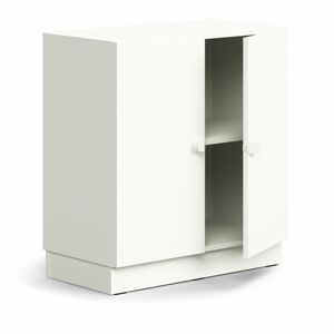 Policová skříň QBUS, 1 police, sokl, úchytky, 873x800x420 mm, bílá